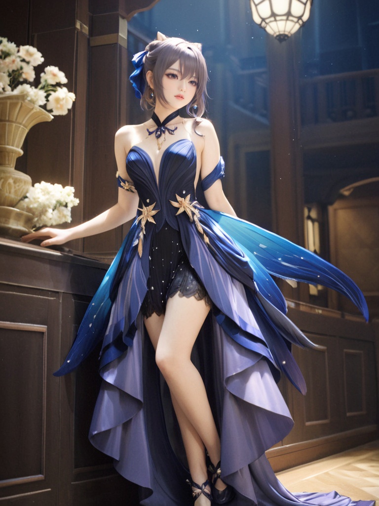 1girl,  keqing \(opulent splendor\) \(genshin impact\),  genshin impactrealistic on Tensor.Art