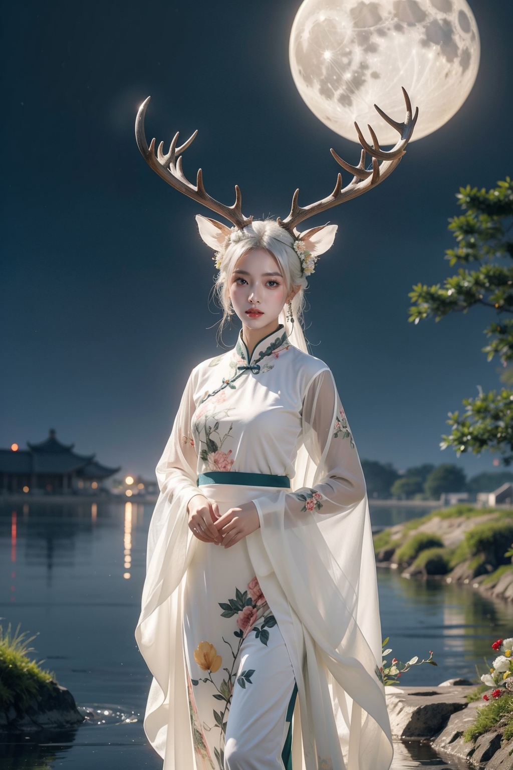 1girl,  chinese clothing,  flower on Tensor.Art