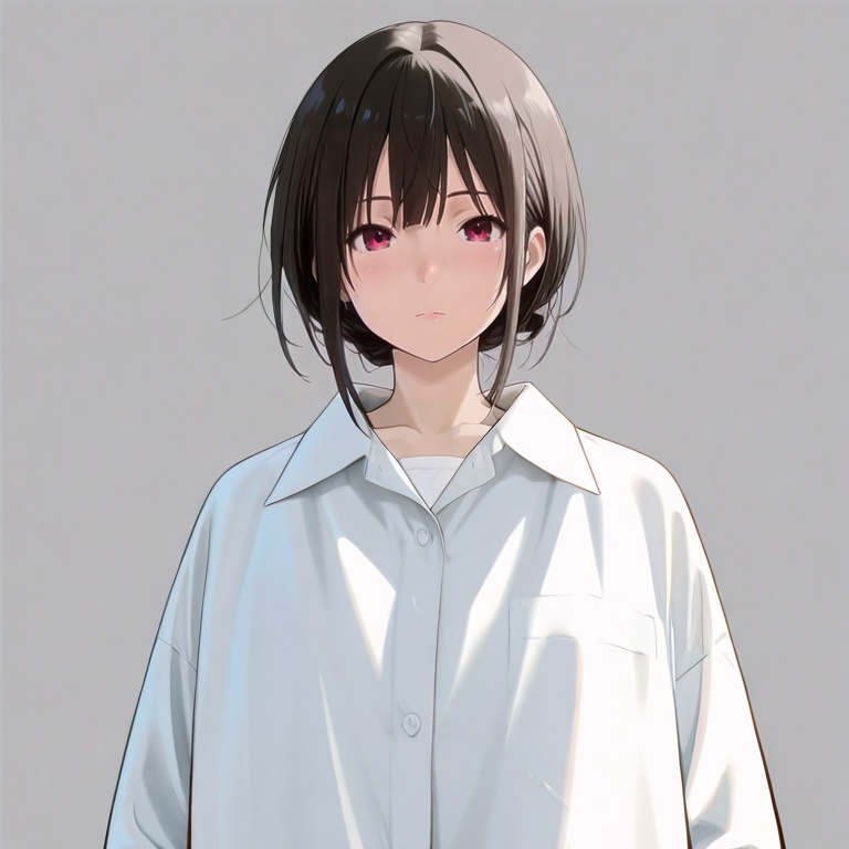 masterpiece, best quality,solo,(grey background:1.2),simple background,1girl,looking at viewer,  anime_style, bingguo_style<lora:冰菓-ILL:0.8>