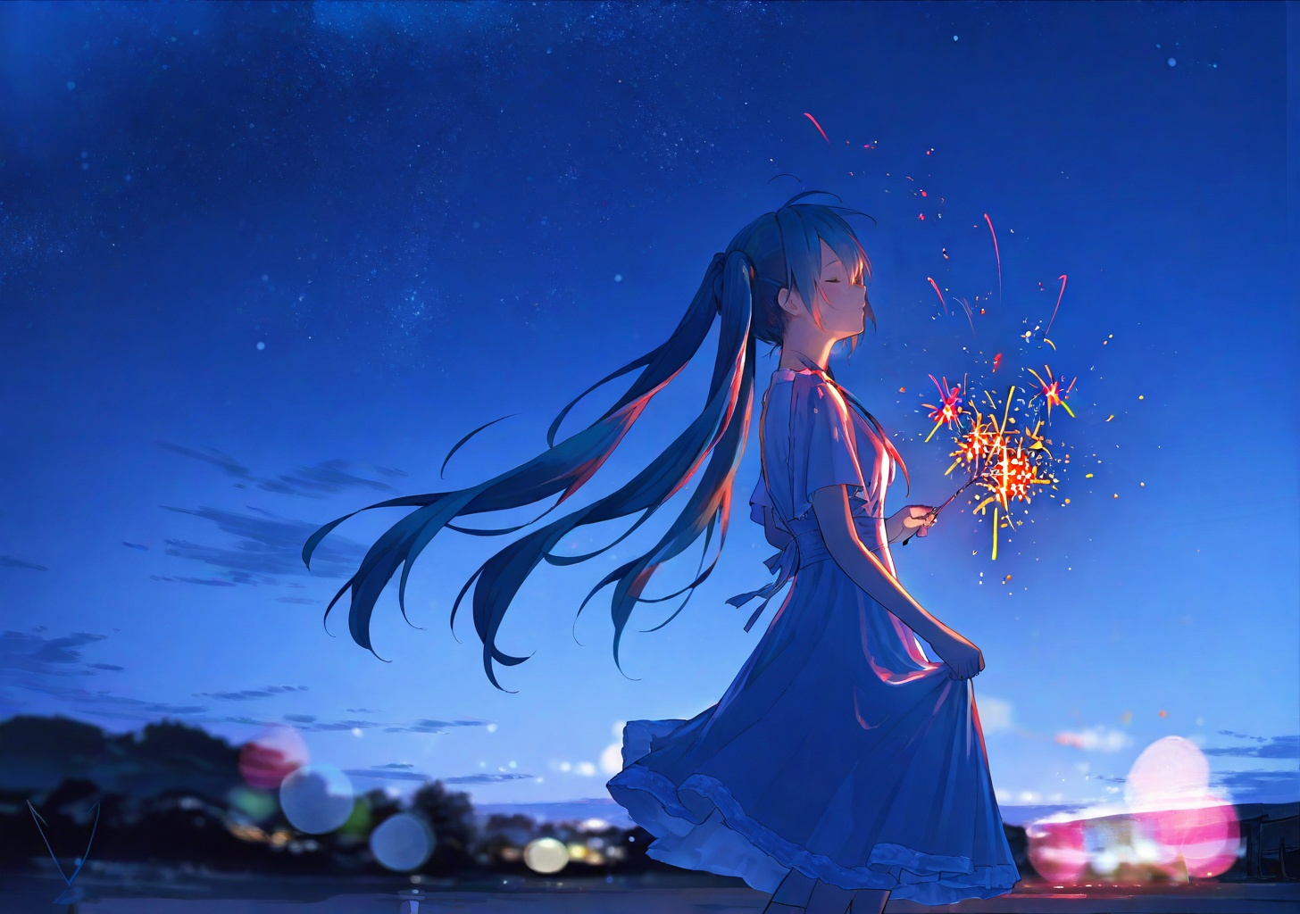 1girl,  solo,  fireworks on Tensor.Art