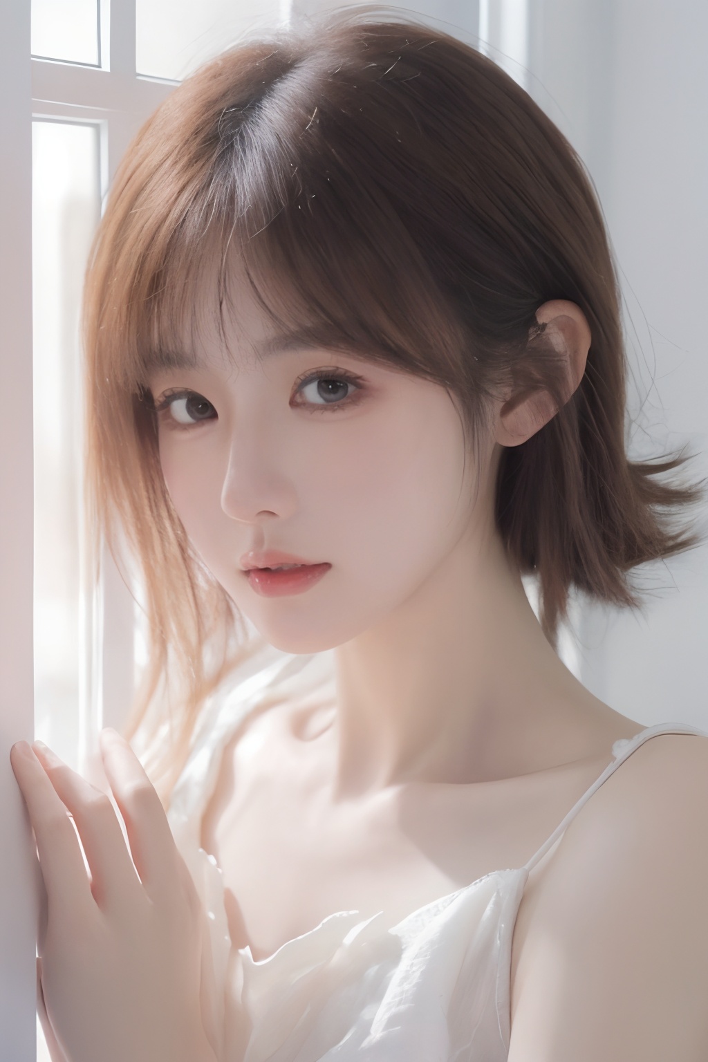 masterpiece,high quality,best quality),(colorful),(delicate eyes and face),volumatic light,ray tracing,extremely detailed CG unity 8k wallpaper,solo, indoors, palace, lights, window, decorations,(ahoge:1.3),best quality,official art,(((light from the sky))),floating hair,light shines on hair,whultra-detailed,(((extremely detailed cg 8k wallpaper))),(crystalstexture skin:1.4),(extremely delicate and beautiful),(white skin),looking_at_viewer,kinghere fensejiaren,,realistic,<lora:sifang_20231118123505:0.7>, 