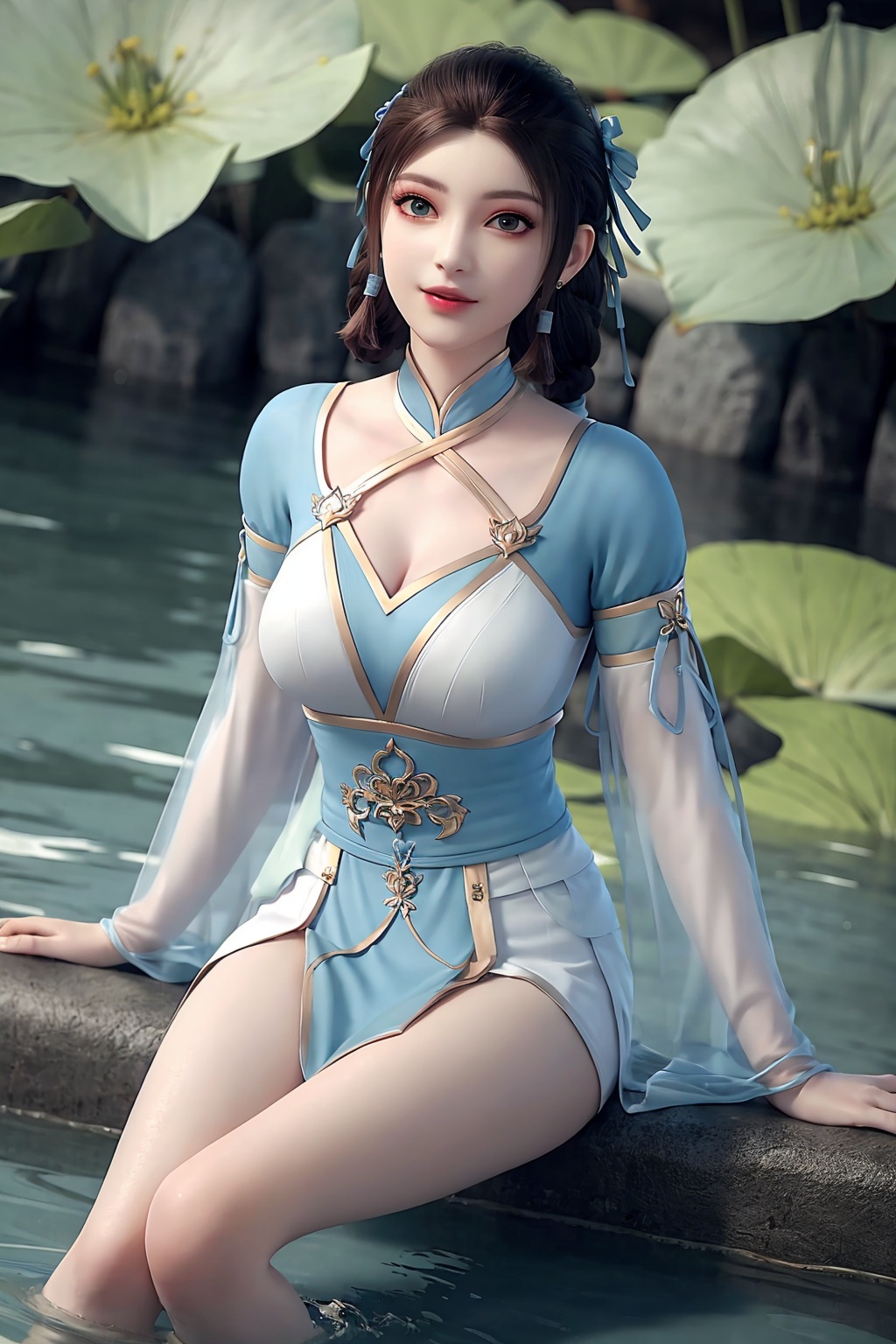 sitting,  dress,  chinese_clothes on Tensor.Art