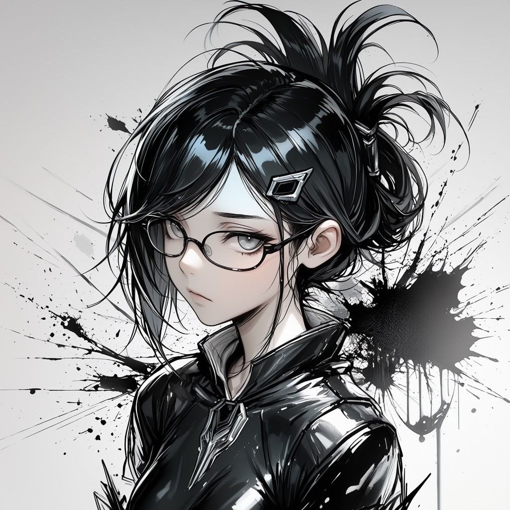 1girl,  black hair,  folded ponytail on Tensor.Art