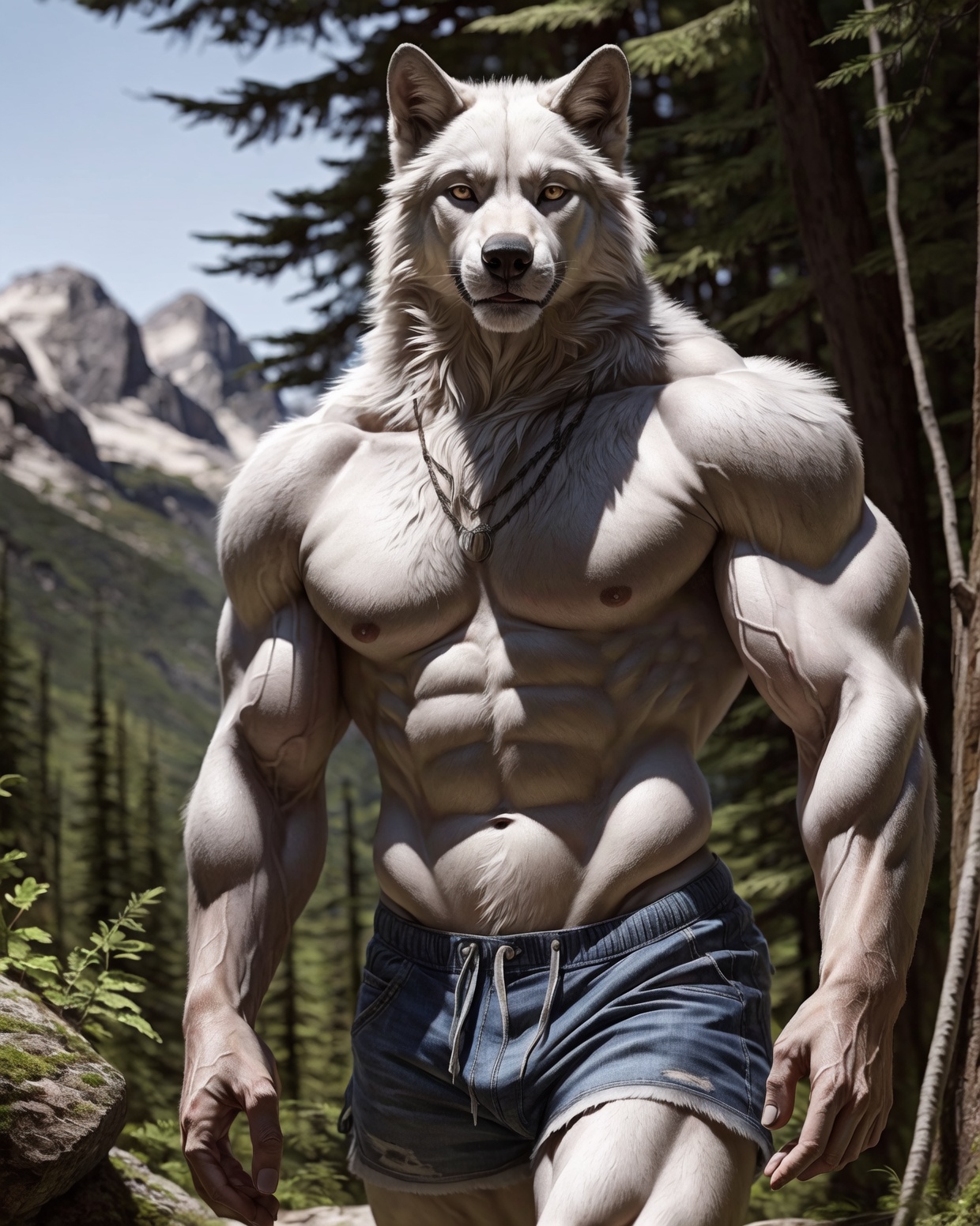 anthro,  white wolf,  male on Tensor.Art