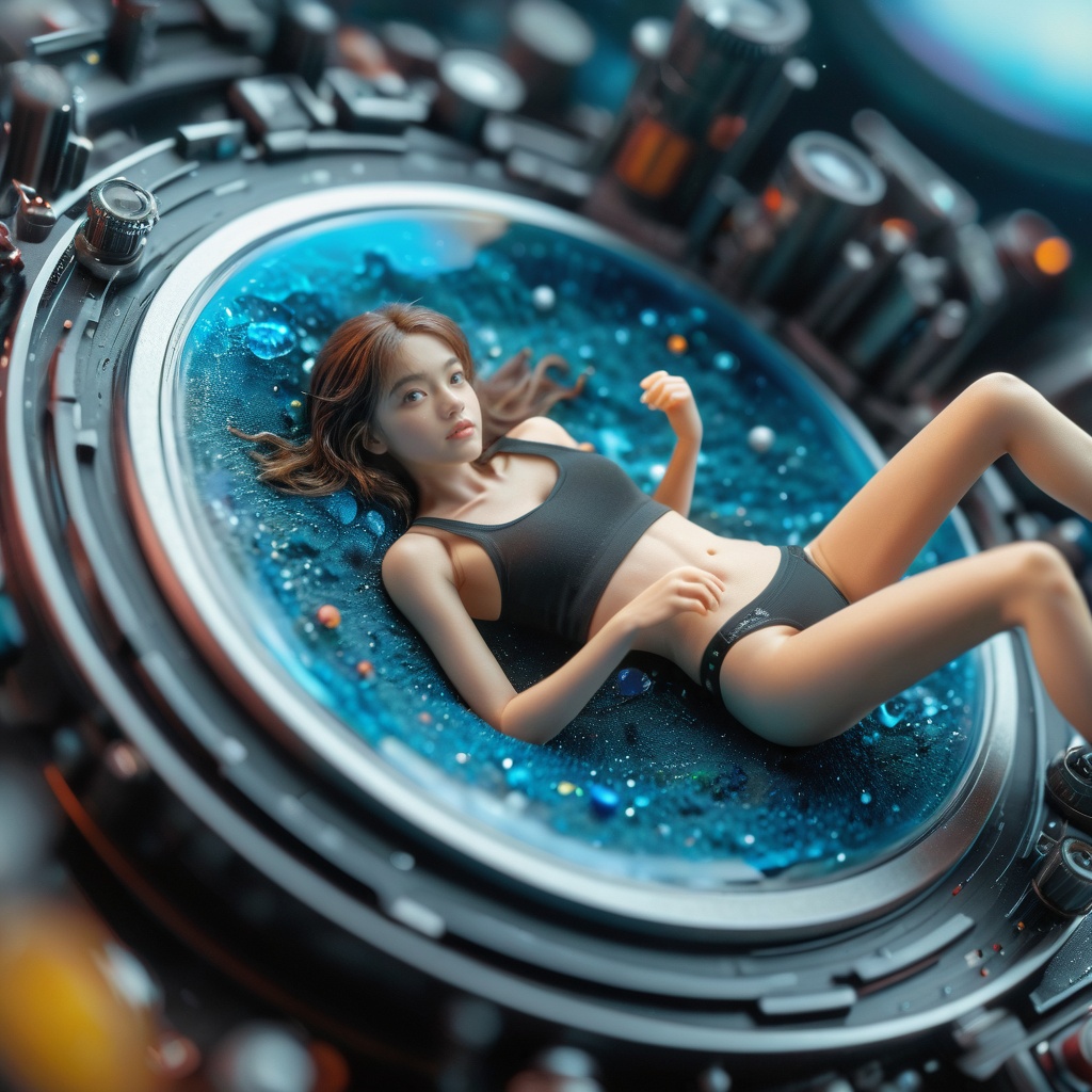 masterpiece,best quality,(photorealistic:1.4),(ultra high res:1.2),(raw photo:1.2),ultra-detailed,micro world,(1girl:1.1),dynamic attitude,solo,underwear,lying in a microscopic world,,<lora:微观世界XL_V1.1:0.7>