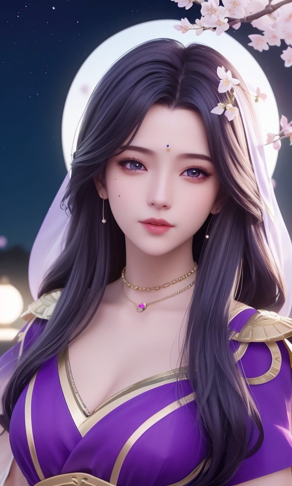 (,1girl, ,best quality, )<lora:362-DA-神印王座-女使大人:0.6>,, ,masterpiece,(( , )),, realistic,science fiction,mole,,ultra realistic 8k cg, flawless,tamari \(flawless\),  ,cherry blossoms,,night, night sky, crescent moon, moonlight,,(facing viewer, looking at viewer, , ),  (()), (),
