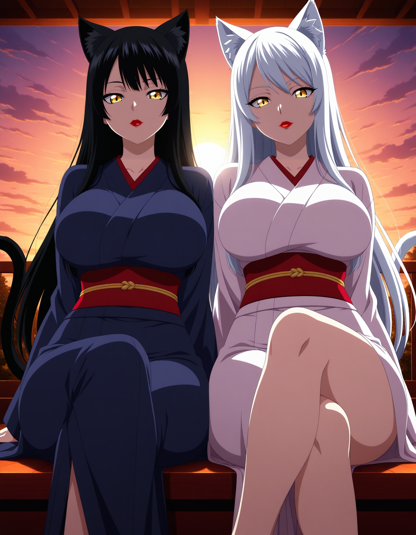 anime coloring,  2girls,  clouds on Tensor.Art
