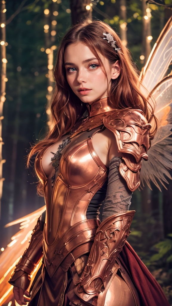 raw photo,  fashion photography of cute (1 young cute fire fairy),  french bob copper hair on Tensor.Art
