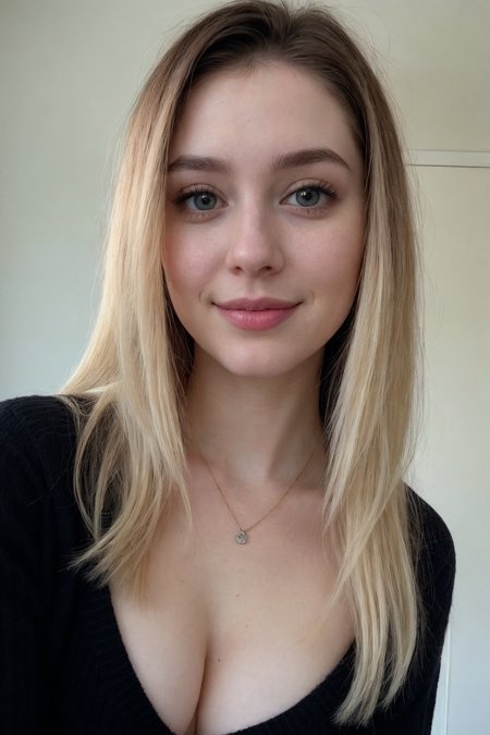 instagram photo,  closeup face photo of 23 y.o Chloe in black sweater,  cleavage on Tensor.Art