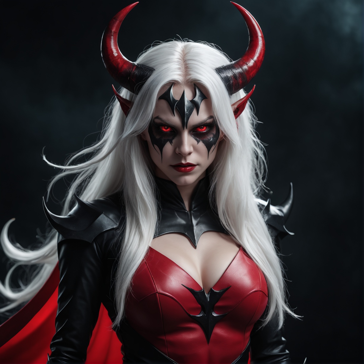 cinematic style,  Female Demon,  with white long hair on Tensor.Art