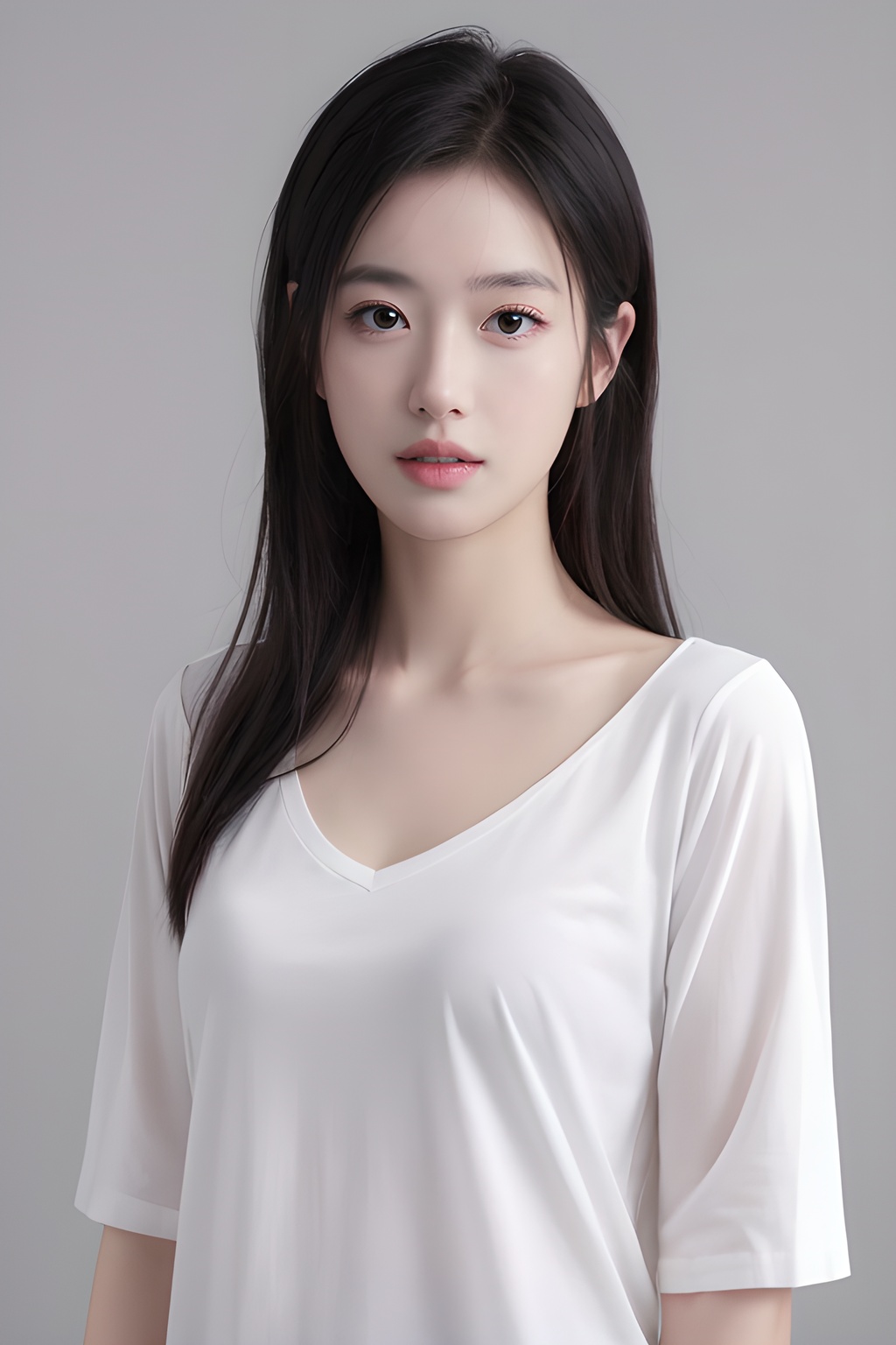 <lora:0815_05:0.45>,simple background,white_shirt,, 1girl,realistic,masterpiece, best quality, photorealistic, HDR,detail