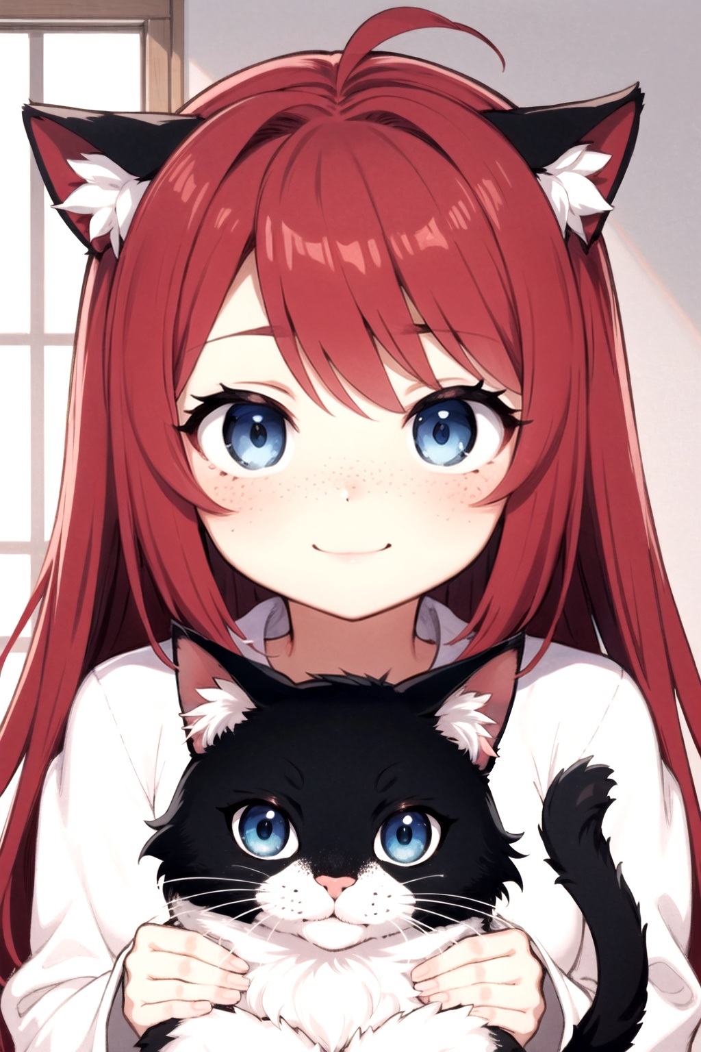 a beautiful anime girl,  red hair,  freckles on Tensor.Art