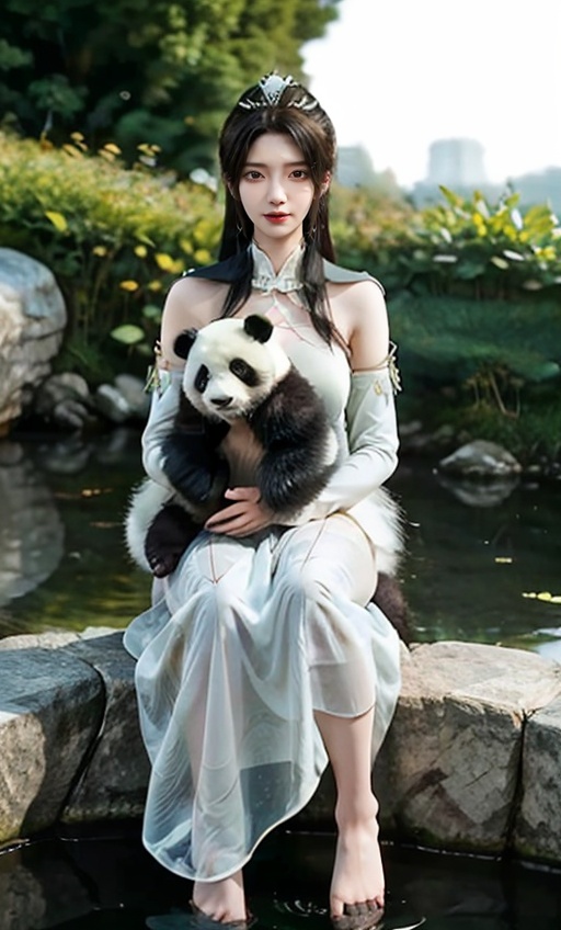 (realistic eye details),fluffy fur,best quality,masterpiece,extremely detailed 8K wallpaper,an extremely delicate and beautiful,realistic,full body,Holding a panda,1girl,solo,YanyuruR,qinyaoR,realistic,solo,hot springs,<lora:girl_20230829230444:0.6>,onsen,stone,tree,<lora:panda_20231208164259-000007:0.7>,<lora:panda_20231208164259-000008:0>,<lora:panda_20231208164259-000009:0>,<lora:panda_20231208164259-000010:0>,
