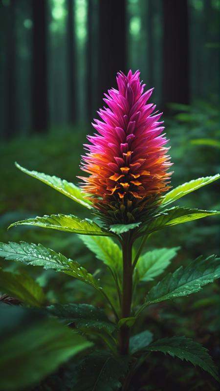 RAW photo,  Macro,  magic flower in forest on Tensor.Art