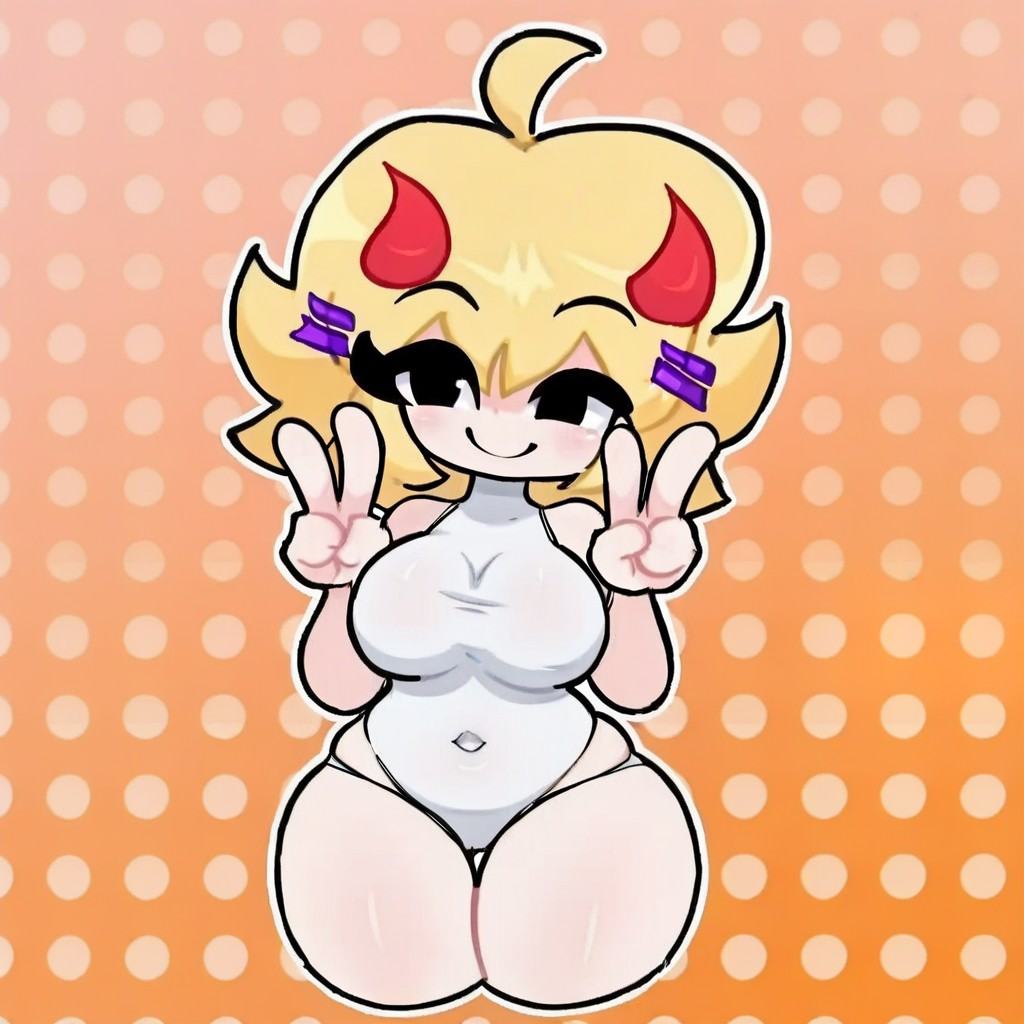 1girl,  horns,  blonde hair on Tensor.Art