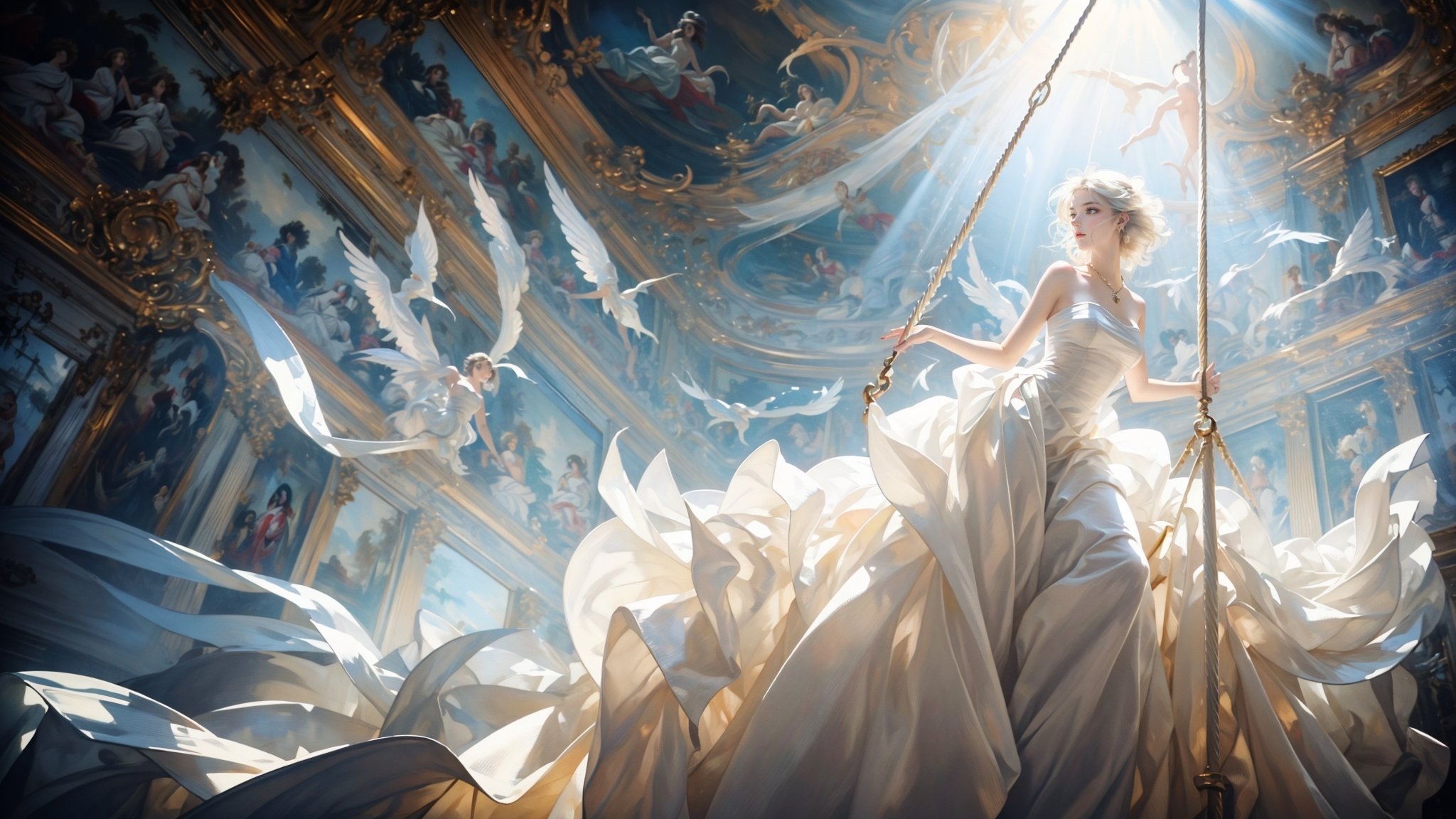 Low Angle shooting,  super wide lens,  Rococo style on Tensor.Art