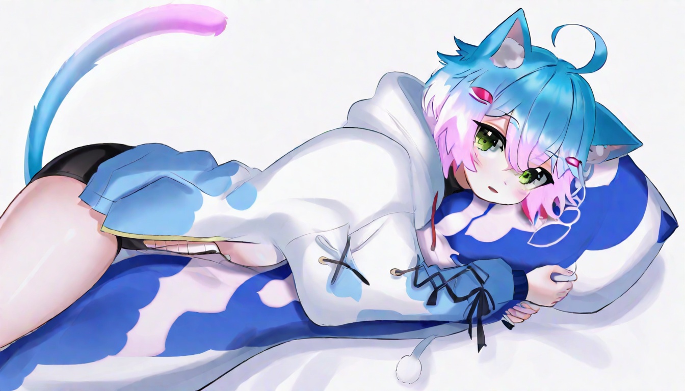Linechu,  blue and purple hair,  green eyes on Tensor.Art