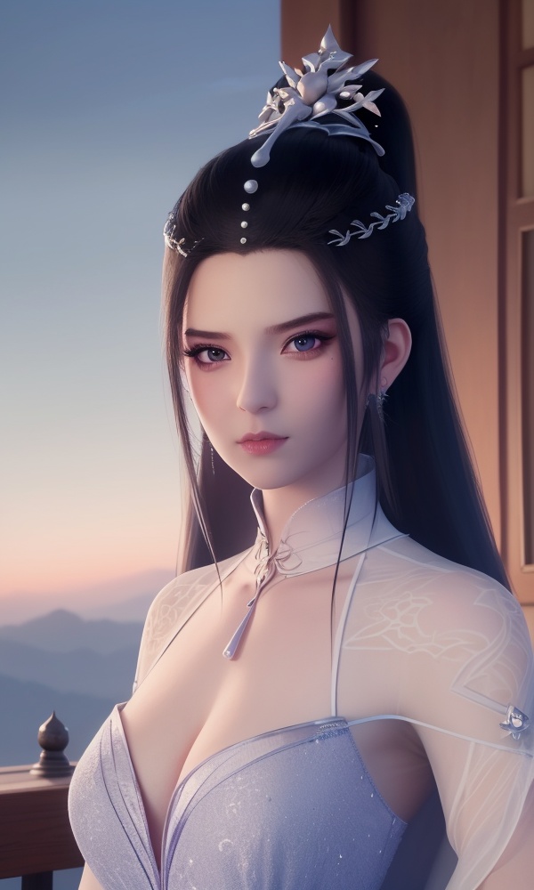 (,1girl, ,best quality, ),looking at viewer, <lora:431-DA-逆天邪神-楚月婵:0.8> ,,ultra detailed background,ultra detailed background,ultra realistic 8k cg, ,masterpiece, (( , )),, realistic,science fiction,mole, ultra realistic 8k cg, ,     ,crescent moon, jasmine \(flower\),     (cleavage), (), 