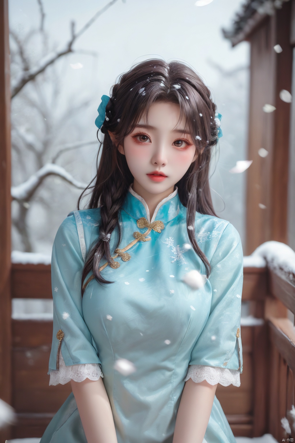 1girl,,,cowboy shot,,white stockings,,sit,,,from front,,,,,,,,,,,,ray tracing,{best quality}, {{masterpiece}}, {highres}, original, extremely detailed 8K wallpaper, {an extremely delicate and beautiful},,incredibly_absurdres,colorful,intricate detail,,,,,,,,,,,,,,snowflakes,falling_snow,snowing,l,,,,,,,,,,,,,,,,,,,,,, , (upper body:1.2), , a girl,dress,moyou, (\meng ze\)<lora:EMS-265720-EMS:0.500000>, <lora:EMS-299335-EMS:0.600000>