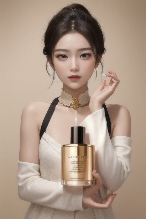 Insane Details,  cosmetic product emphasized,  parameters: "parameters: \"golden water on Tensor.Art
