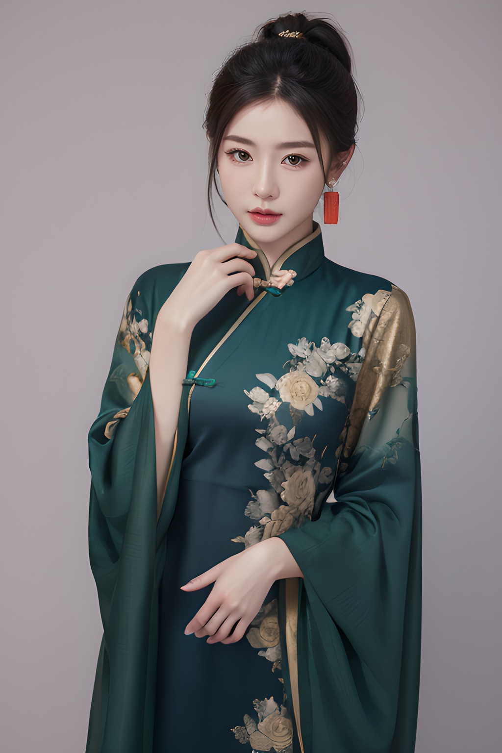 <lora:0812_06:0.7>,simple background,china_dress,, 1girl,realistic,masterpiece, best quality, photorealistic, HDR,detail