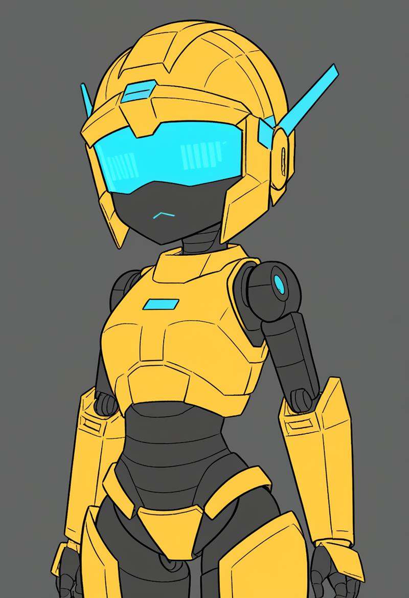 flat color,  robot,  small breasts on Tensor.Art