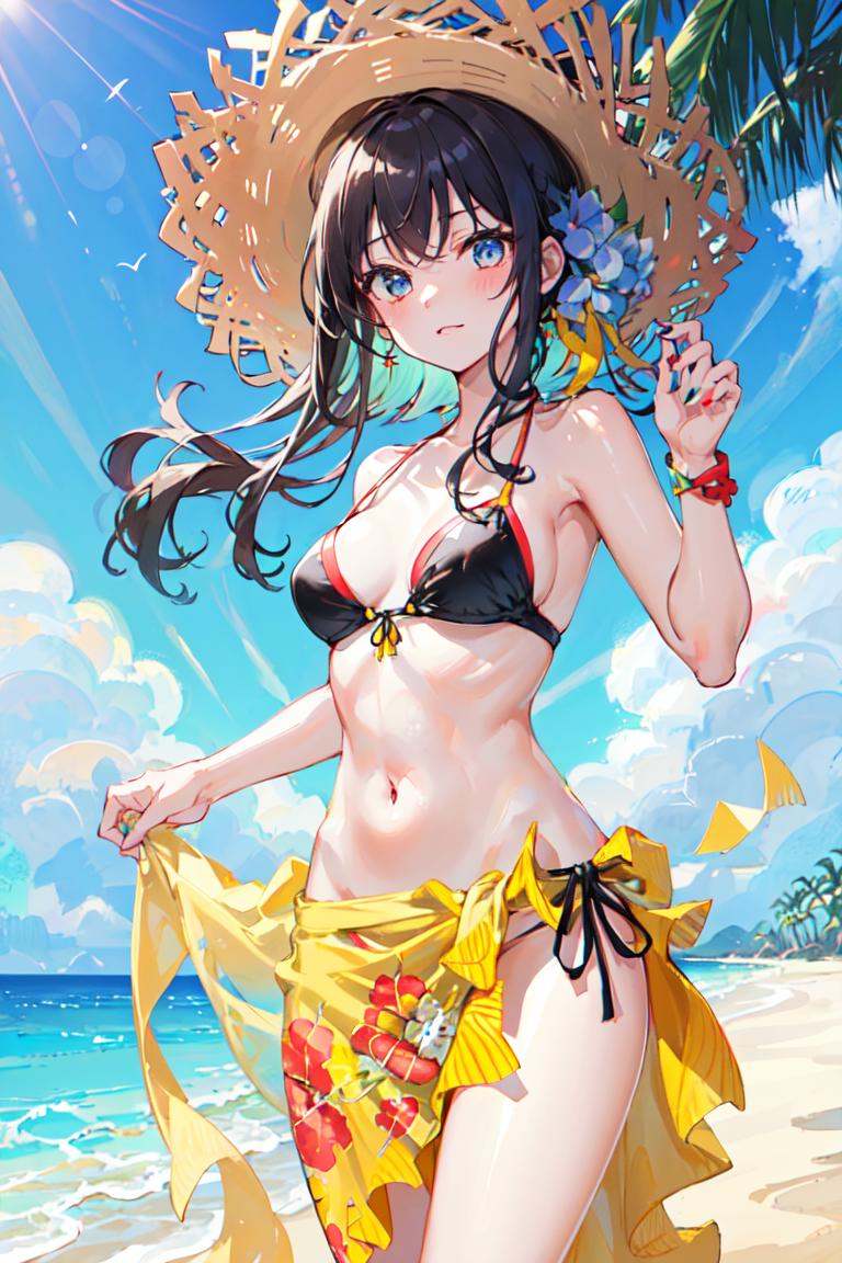 1girl,  sarong bikini nail polish skindentation,  cowboy shot on Tensor.Art