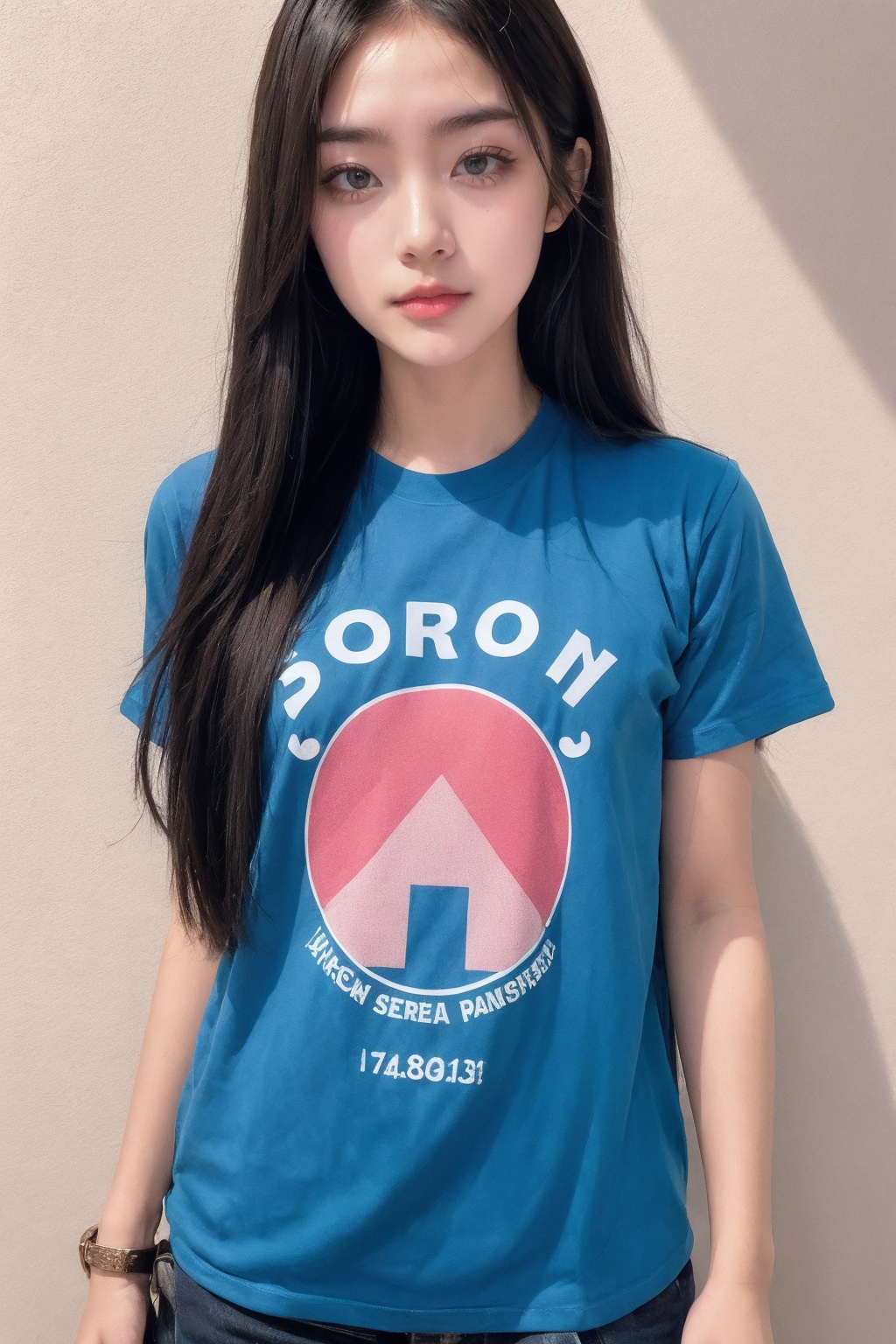 1girl,  long hair,  t-shirt on Tensor.Art