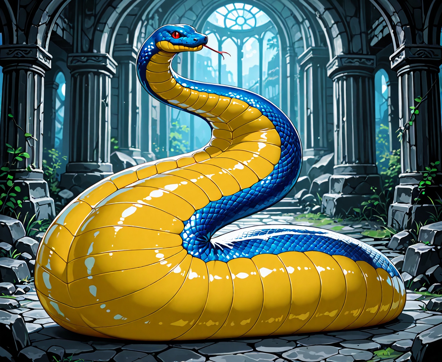 facing viewer,  feral,  feral snake on Tensor.Art