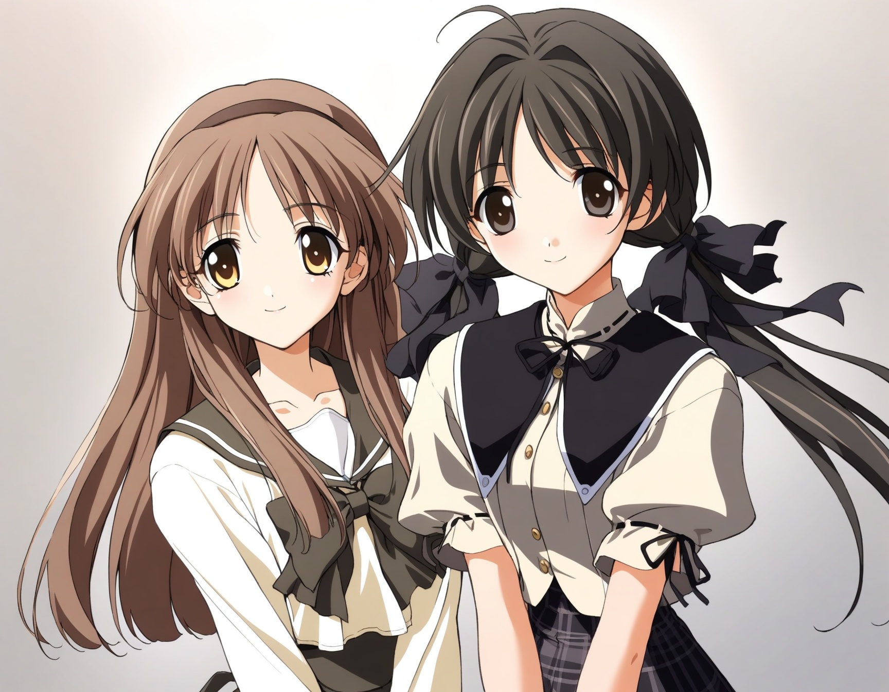 2girls,  multiple girls,  simple background on Tensor.Art
