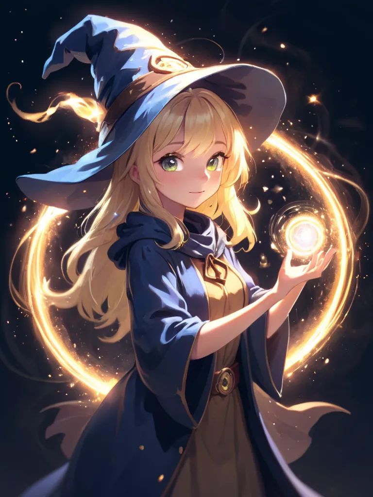 hires,  best quality,  blonde wizard girl on Tensor.Art