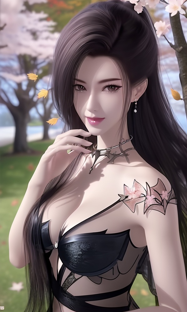 (,1girl, ,best quality, ),looking at viewer, <lora:416-DA-天行九歌-潮女妖睡衣V2:0.8> ,ultra detailed 8k cg,ultra detailed background,ultra realistic 8k cg, ,masterpiece, (( , )),, ,science fiction,mole, ultra realistic 8k cg, ,    ,(,cherry blossoms, autumn leaves,perfect cherry blossom,   ), (cleavage), 