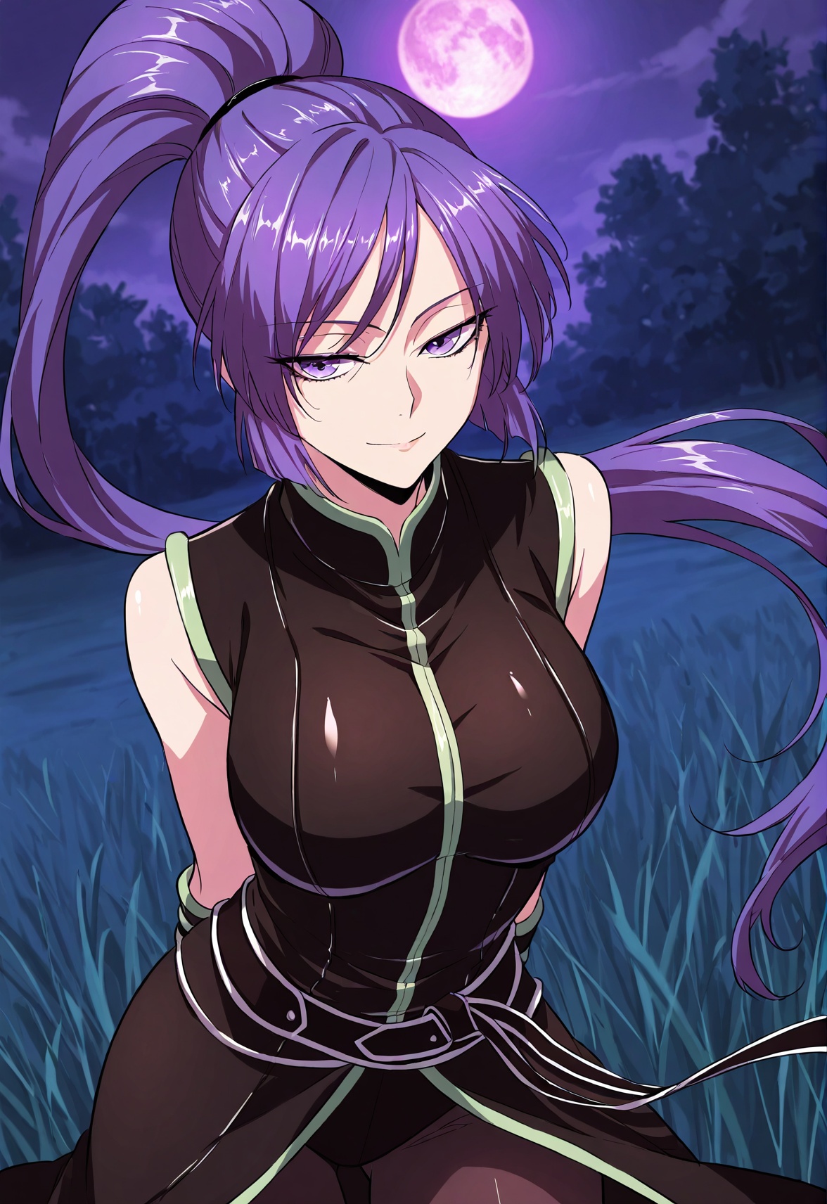 1 girl,  solo,  purple hair on Tensor.Art