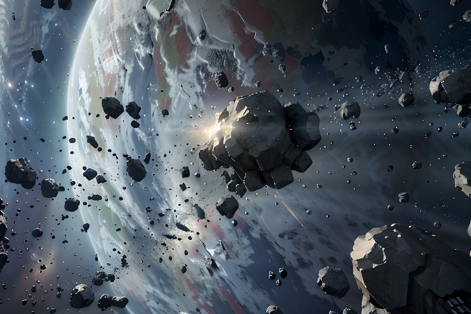 3d, realistic, highres, high quality, octane render, detailed, 4k wallpaper, sci-fi,eveonline, star citizen, cinematic light,(masterpiece), depth of field,  scenery, spacerock-scatter style, <lora:scatter rocks_20231128185243-000004:0.9>