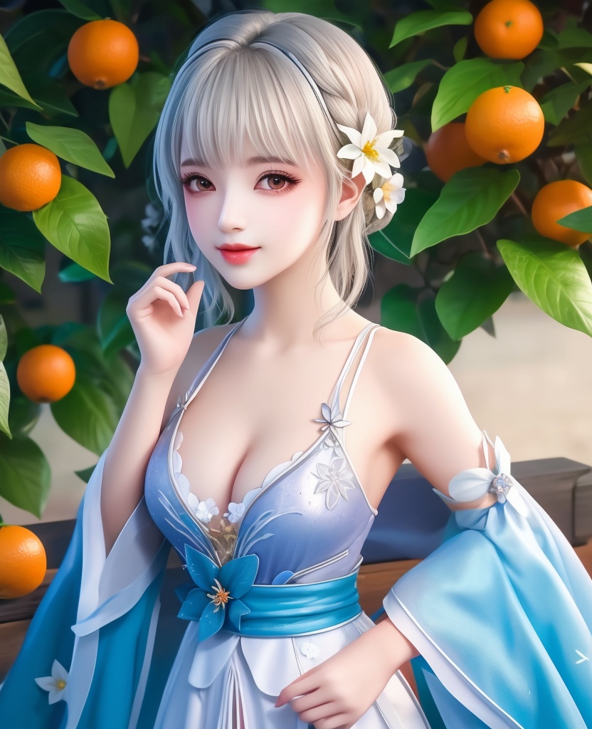 <lora:554-DA-武动乾坤-林青檀-V2:0.8>(,1girl, ,best quality, ),looking at viewer,  ,ultra detailed background,ultra detailed background,ultra realistic 8k cg,, ,masterpiece, (( , )),, ,      ,  orange blossoms,  (cleavage), (), ,,