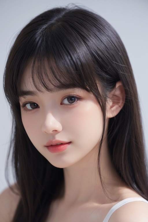1girl, solo, blue eyes, hair over one eye, smile, looking at viewer, upper body,(holo hair), (close eyes),(purple|blue hair),breasts, lips, bangs, nose, closed mouth, medium breasts, realistic, simple background,(realistic:1.5),masterpiece, Extremely detailed CG unity 8k wallpaper, best quality, highres:1.2),(ultra_detailed, UHD:1.2),(pixiv:1.3),perfect illumination,distinct,unreal engine,sidelighting,perfect face,detailed face,beautiful eyes,pretty face,(bright skin:1.3),idol,ulzzang-6500-v1.1,soft smile,(simple background),(depth of field),(ringed eyes:1.4), (holo,holographic hair,holographic body),water, holo water, <lora:holo_20230701001227:0.3>