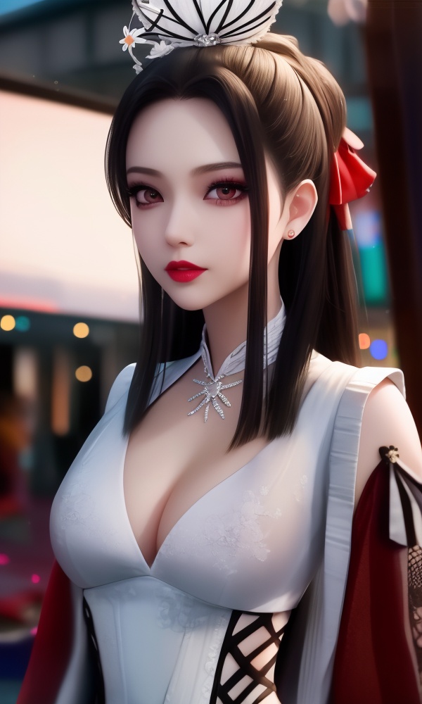 (,1girl, ,best quality, ),looking at viewer, <lora:411-DA-太一剑仙传-季师师:0.8> ,,ultra detailed background,ultra detailed background,ultra realistic 8k cg, ,masterpiece, (( , )),ultra realistic 8k cg, ,      ,spider lily,full moon (cleavage), (), blurry, depth_of_field, blurry_background, 1girl, blurry_foreground, black_hair, mole, solo, lips, motion_blur, nose, makeup,