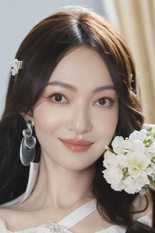 (masterpiece),(best quality),masterpiece,best quality,official art,extremely detailed CG unity 8k wallpaper,,1girl,flower,hair_flower,hair_ornament,earrings,solo,jewelry,hatsune_miku,white_flower,closed_mouth,looking_at_viewer,<lora:zhangshaohan:1>