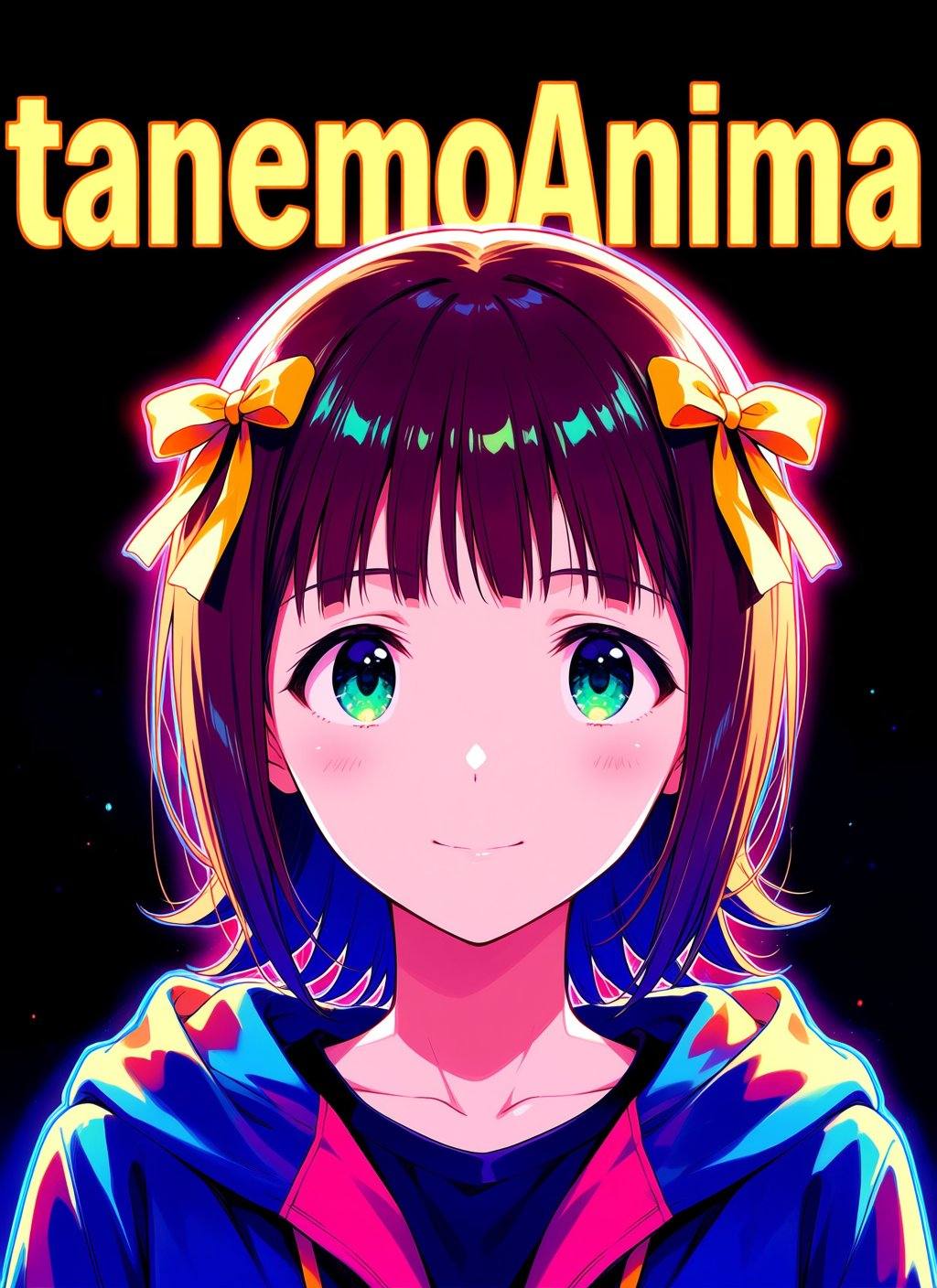 amami haruka,  black background,  colorful on Tensor.Art