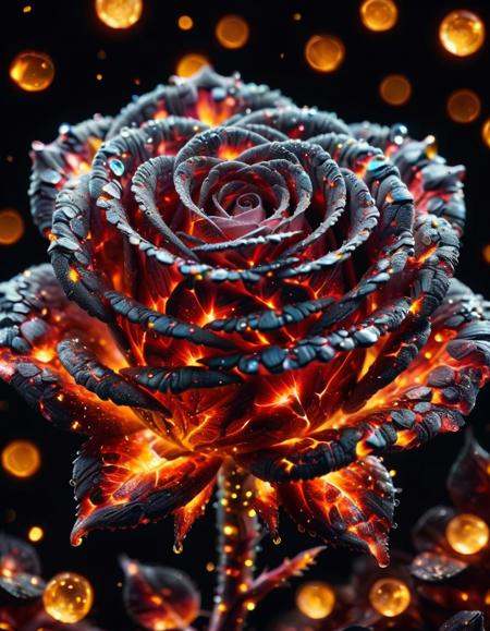 macro photo,  sparkling magical fantasy glass rose dewdrop,  very detailed on Tensor.Art