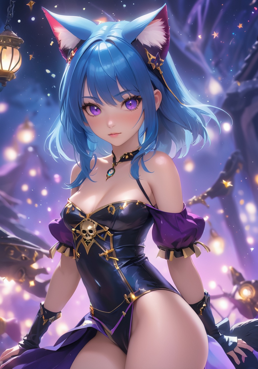realistic,  a pretty 19-year-old dark magical-girl plotting mischief,  dark magical-girl outfit on Tensor.Art