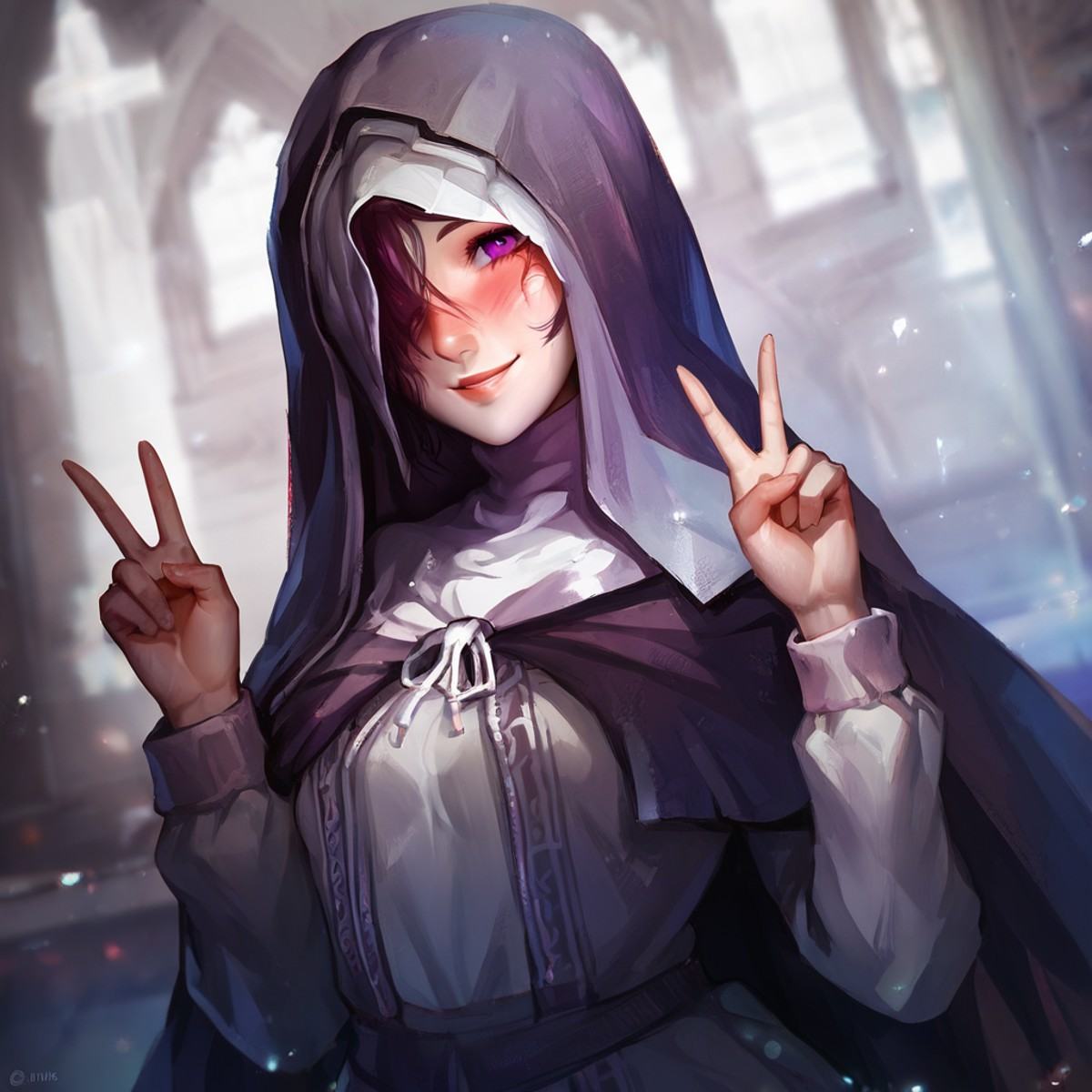 1girl,  solo,  hooded cape on Tensor.Art