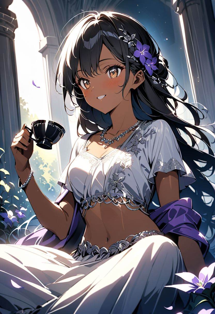 a beautiful (((black haired girl,  ))) very long messy hair,  beautiful detailed deep brown eyes on Tensor.Art