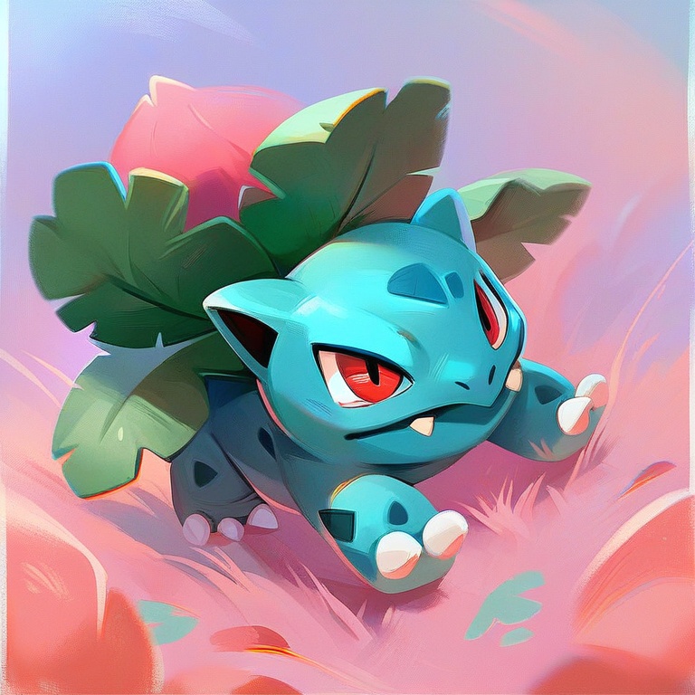 (ivysaur:1.1),score_9,score_8_up,score_8_up,source_furry,bud,a pink bud on the back,red eyes,green body,full body,simple background,(Green leaves on the back:0.8),(vines:0.6),3 toes,<lora:ivysaur:0.9>,pokemon \(creature\),claws,on_back,