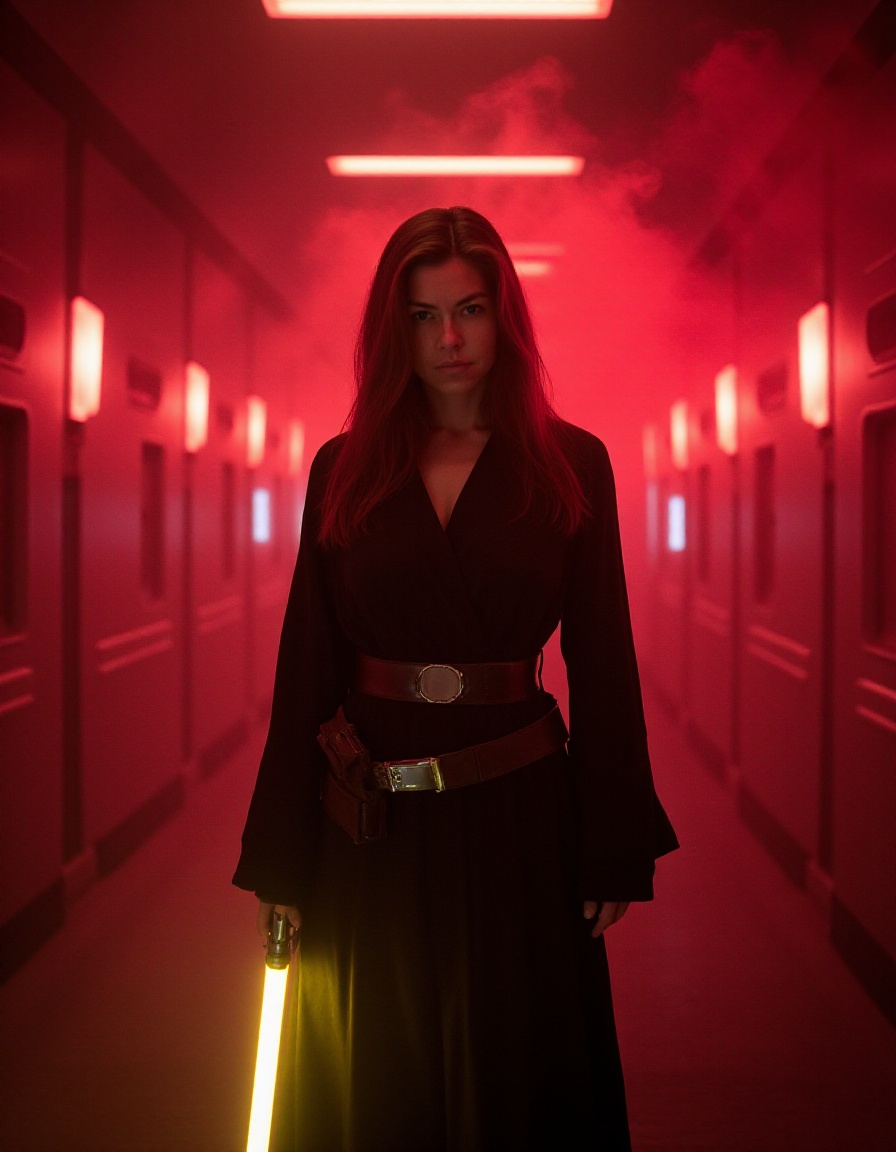 a cinematic portrait picure,  (cowboy shot),  of a jedi woman on Tensor.Art