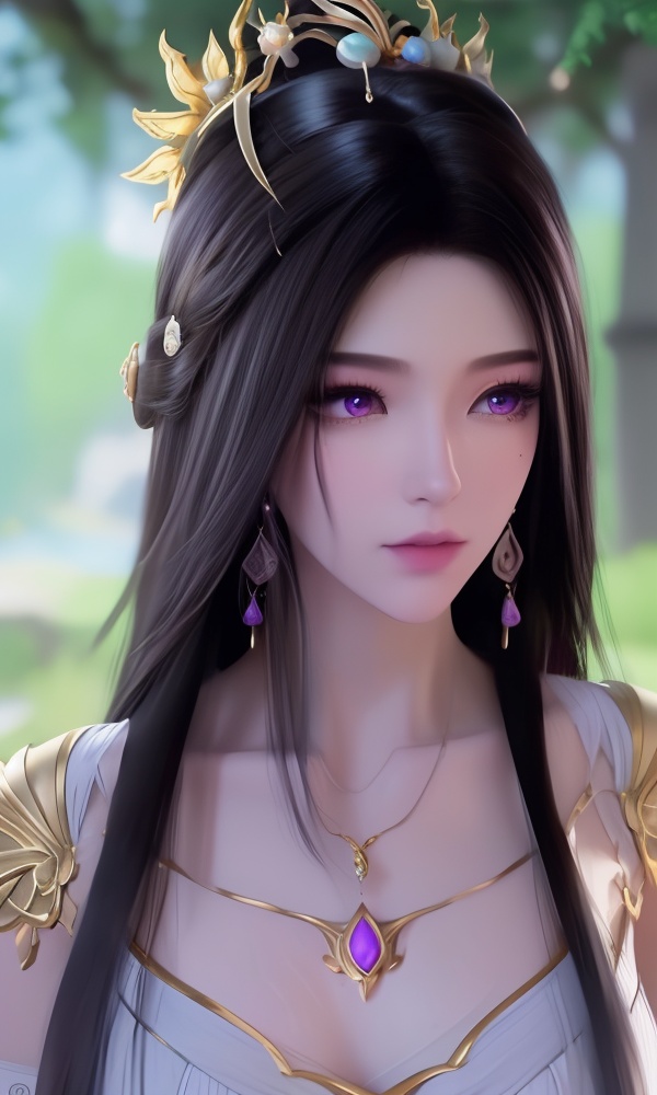 (,1girl, ,best quality, ),looking at viewer, <lora:395-DA-凡人修仙传-紫灵:0.8> ,ultra detailed background,ultra detailed background,ultra realistic 8k cg,, ,masterpiece, (( , )),, ,tamari \(flawless\),, spirit blossom \(league of legends\),   ,   (()), (), ,, , jewelry, necklace, solo, , , , hair_ornament, , earrings,large breasts,,  , ,