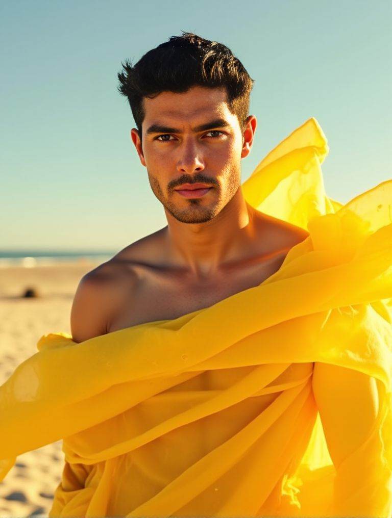 Harman Singha ,  shirtless . 3d rendering for a realistic. dimensional representation. a focused light with a colored filt...