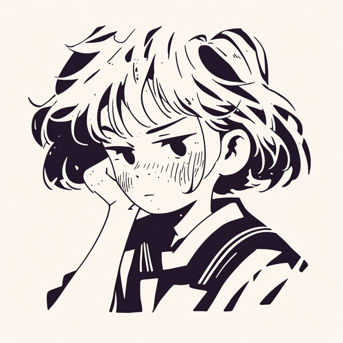 a boy in a sailor suit frowning on Tensor.Art