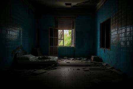 no humans,indoors,<lora:nighttime_v1:1.2>,<lora:detail_slider_v4:3>,<lora:abandoned hospital_v1:0.5>,(red-panic-button-positive:1.2),night,dark,moonlight,ruanyi060,tile floor,tile wall,((white_tile wall)),((rusty bed)),broken walls,((no lights)),, best quality,masterpiece,high quality,real,realistic,super detailed,full detail,8K,