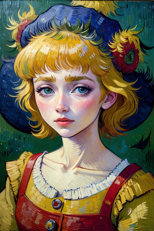 Intense oil painting effects,Van Gogh,<lora:fgxrk_20240307235832-000005:1>,flower,,Pretty girl,
